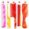 6-Piece Colored Plastic Hair Combs Set - Fine-Tooth Daily Dressing & Pocket Comb for Kids, Women & Men (Multi-Color) - Thumbnail Image 1
